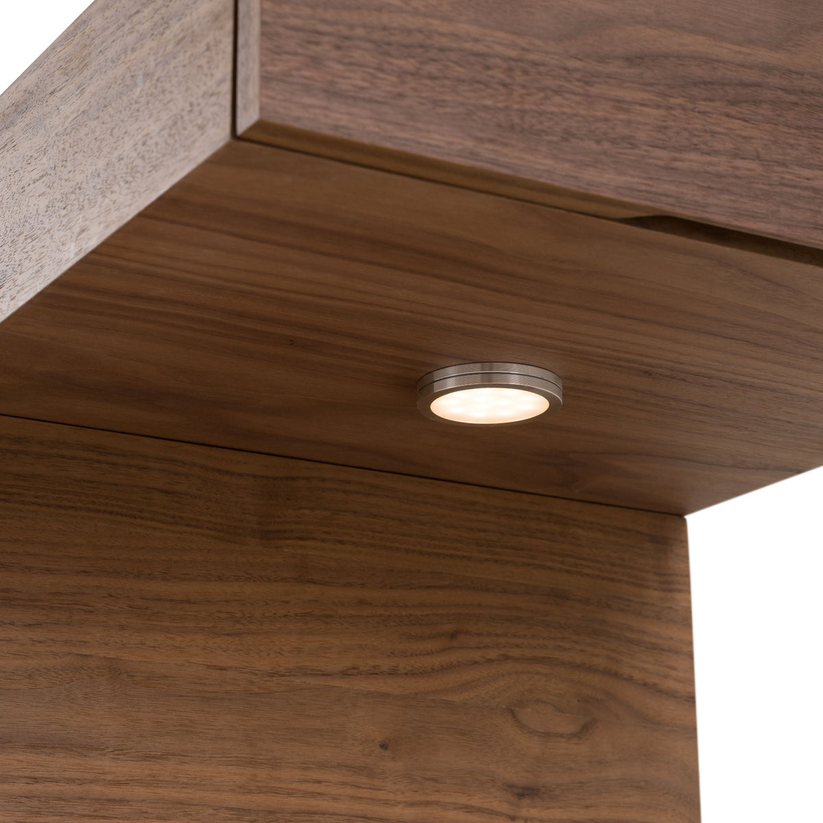 Walnut Nightstand with LED Light, Contemporary One Drawer Bedside Table