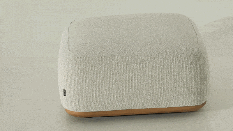 Off White Square Ottoman, Upholstered Cocktail Ottoman on Casters