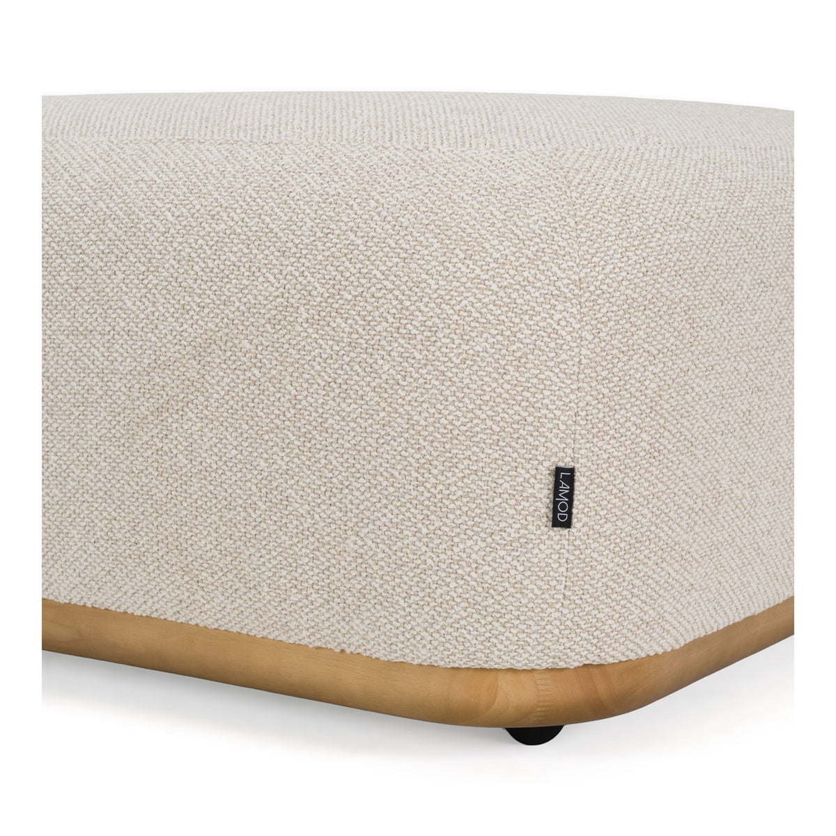 Off White Square Ottoman, Upholstered Cocktail Ottoman on Casters