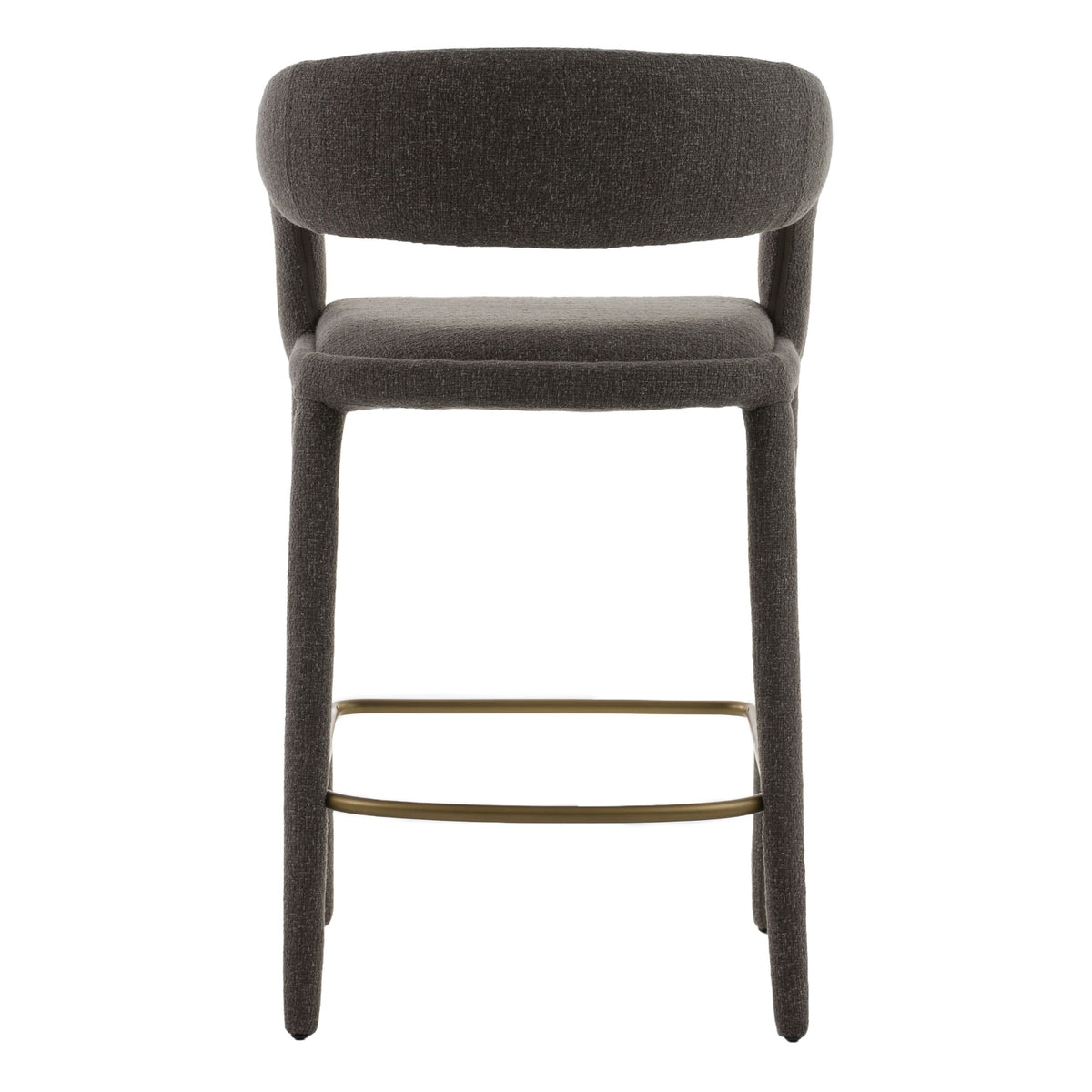 Grey Fabric Counter Stool, Modern Upholstered Kitchen Chair with Footrest