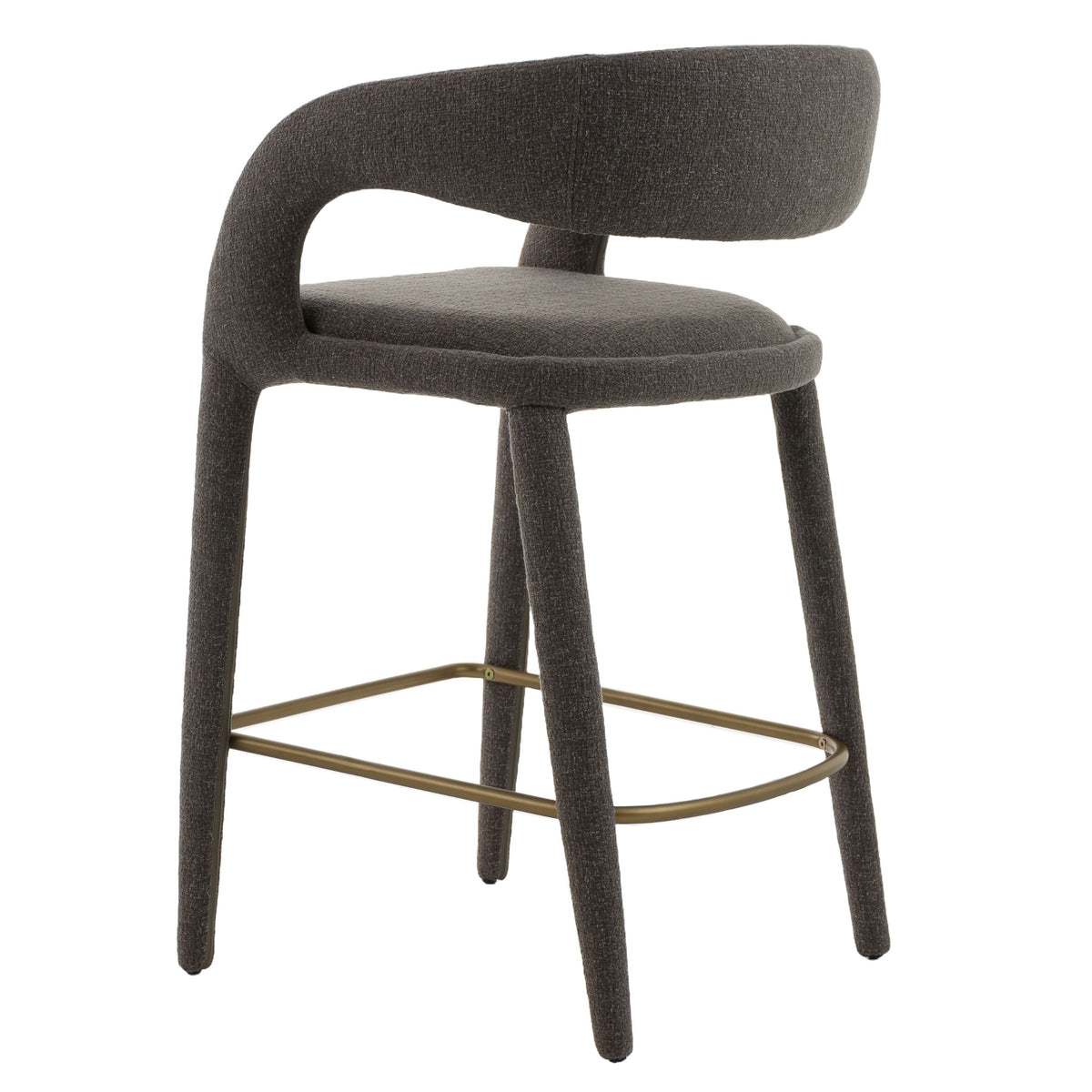 Grey Fabric Counter Stool, Modern Upholstered Kitchen Chair with Footrest