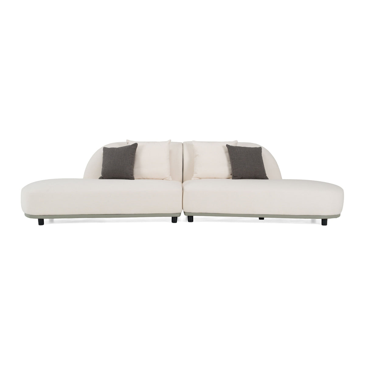 Off White Curved Sectional Sofa, Contemporary Armless Crescent Couch