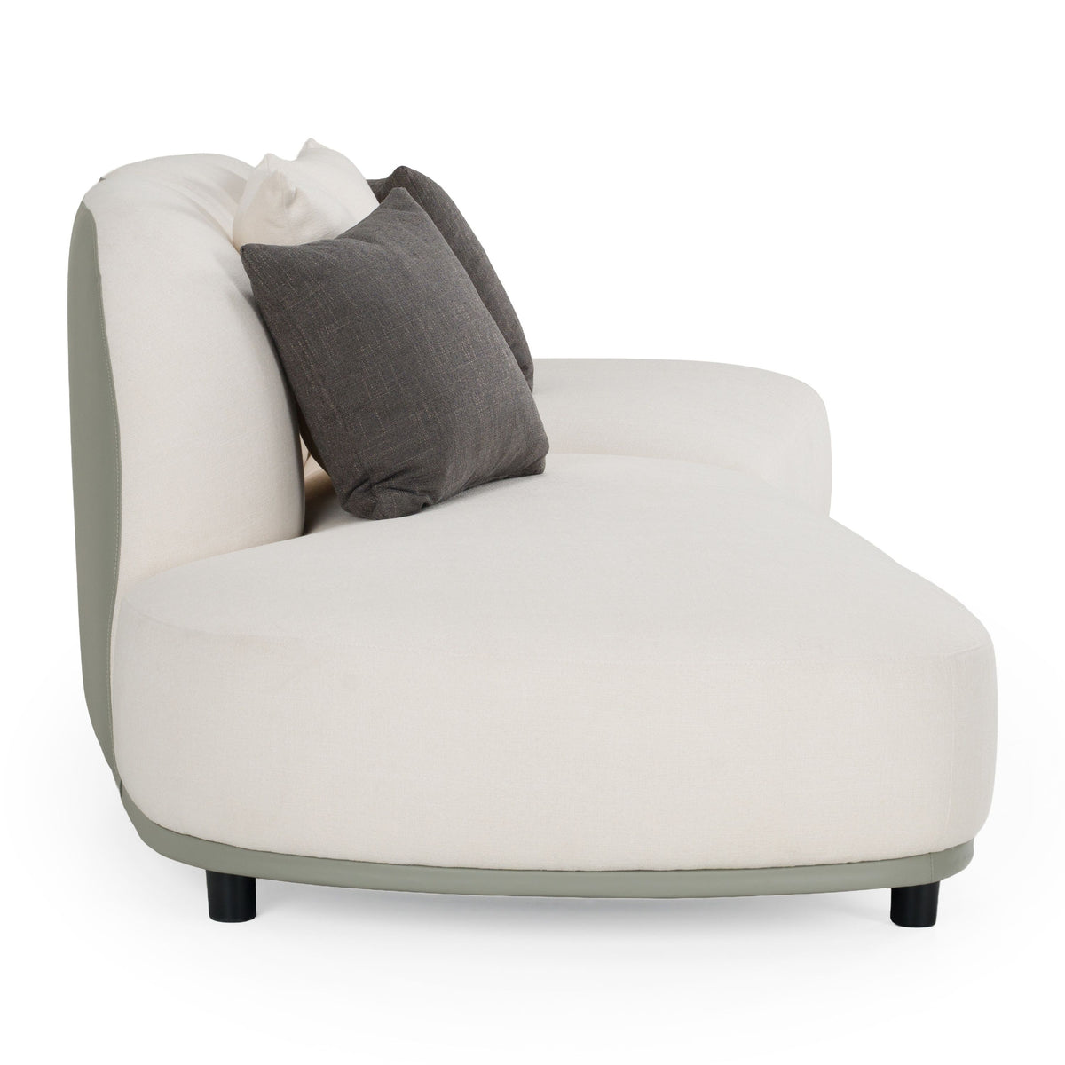 Off White Curved Sectional Sofa, Contemporary Armless Crescent Couch