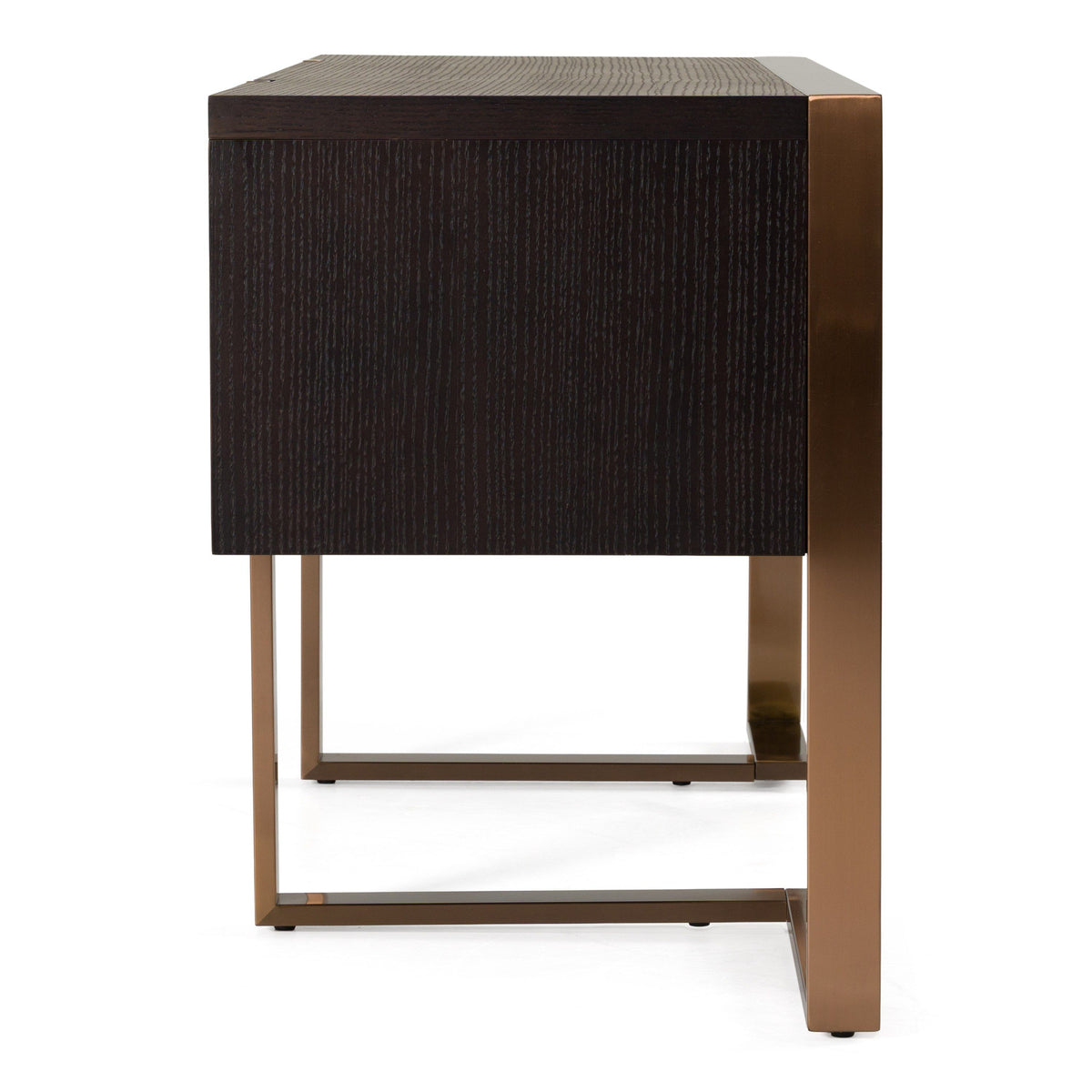 Wenge Wood Writing Desk, Modern Rose Gold Office Desk with Drawers