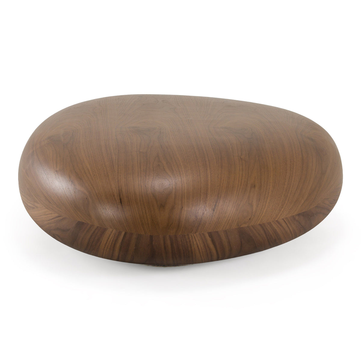 Oval Coffee Table, Modern Walnut Finish Low Block Base Table
