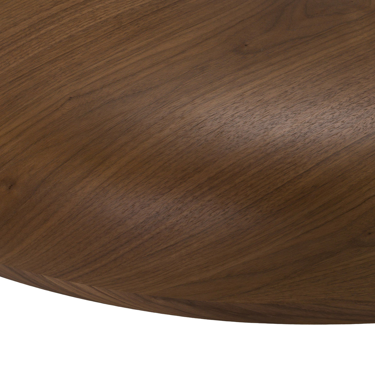 Oval Coffee Table, Modern Walnut Finish Low Block Base Table