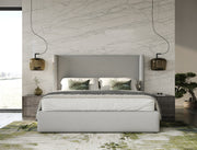 Grey Teddy Bed and Nightstand Set, Modern Upholstered Bedroom Set