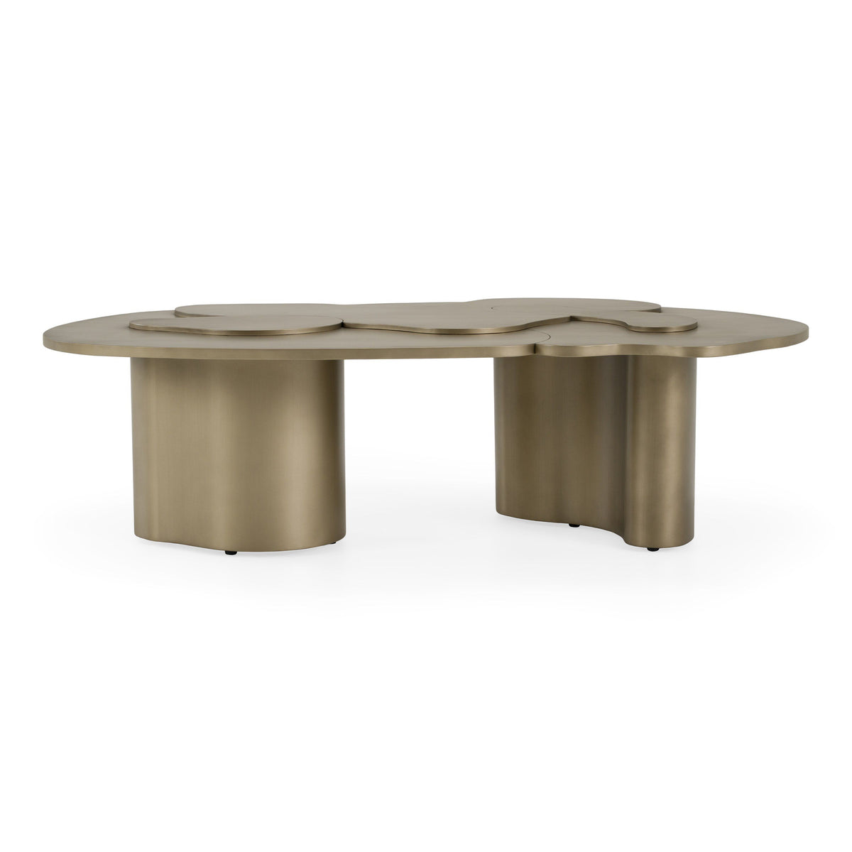 Brass Nesting Coffee Table Set, Modern Cast Iron Coffee and End Table