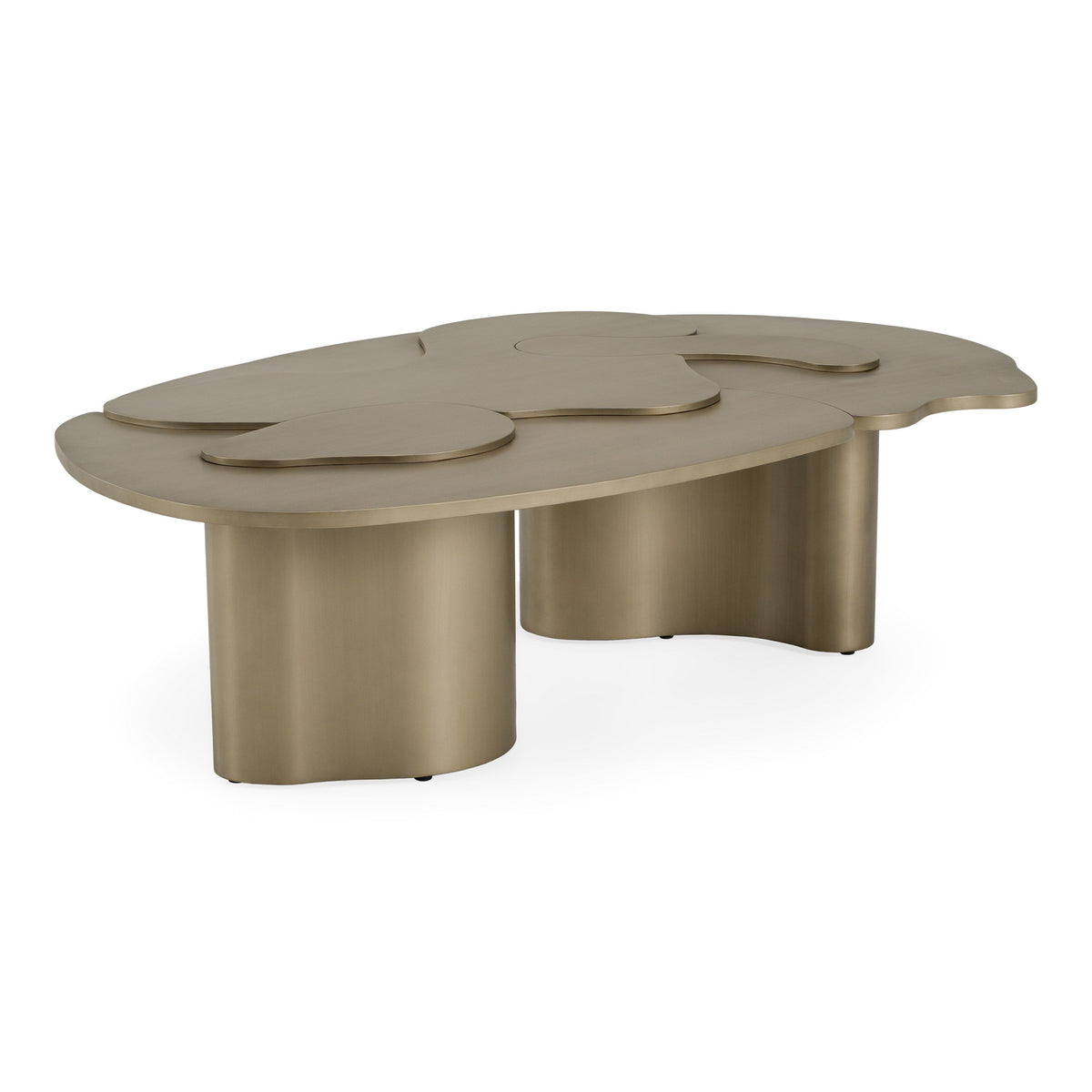 Brass Nesting Coffee Table Set, Modern Cast Iron Coffee and End Table