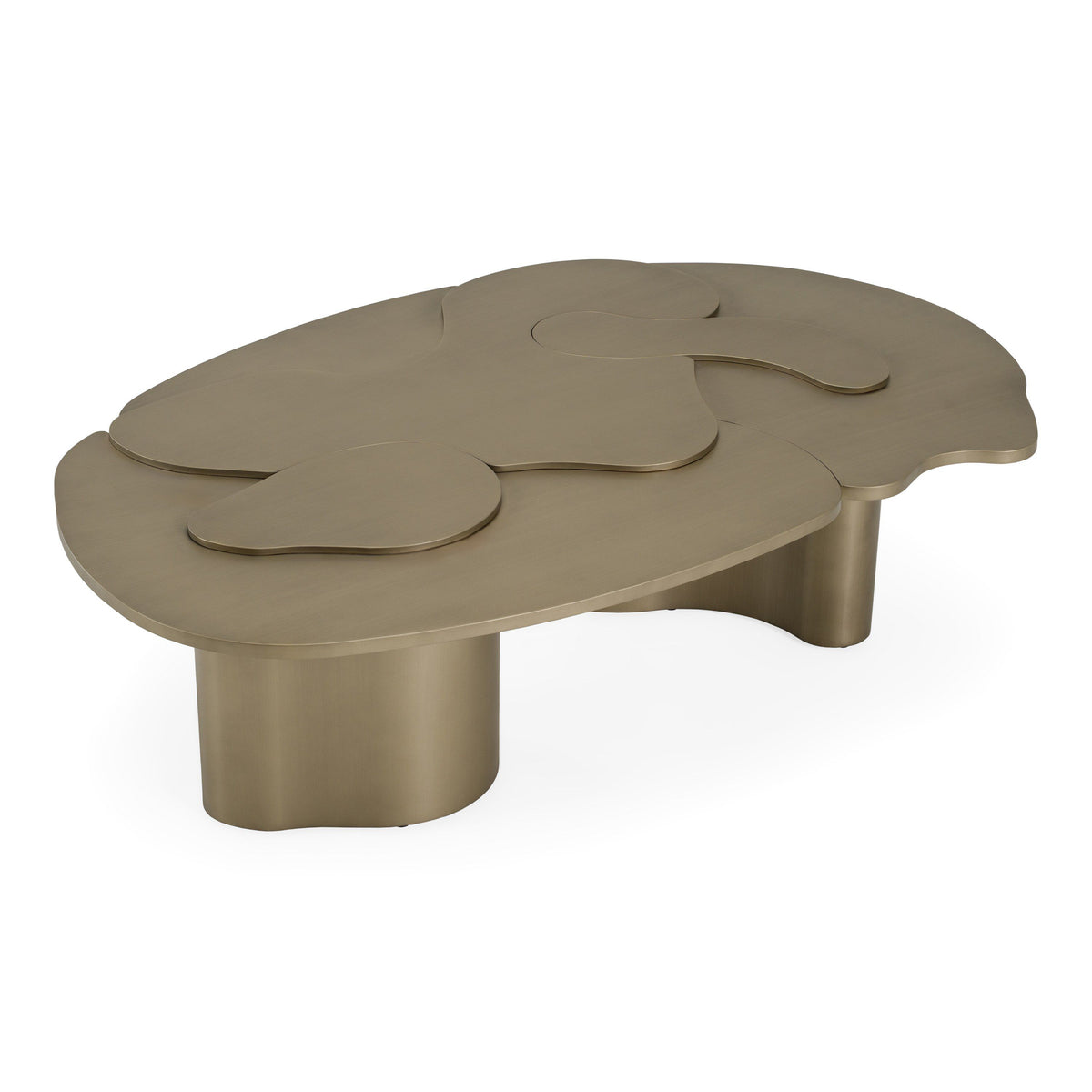 Brass Nesting Coffee Table Set, Modern Cast Iron Coffee and End Table