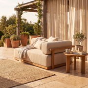 Teak Outdoor Corner Seat styled in a room