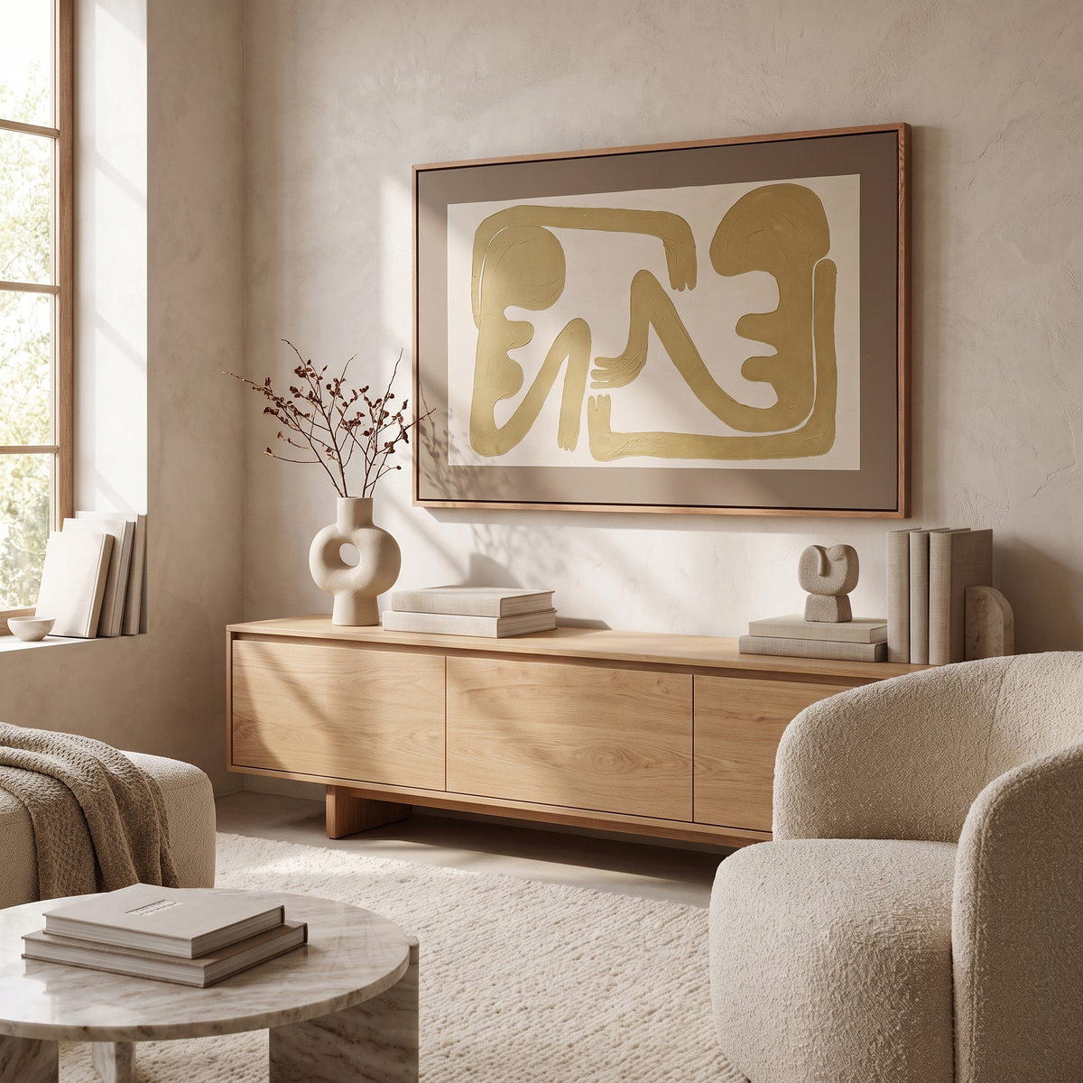 Large Horizontal Wall Art styled in a room