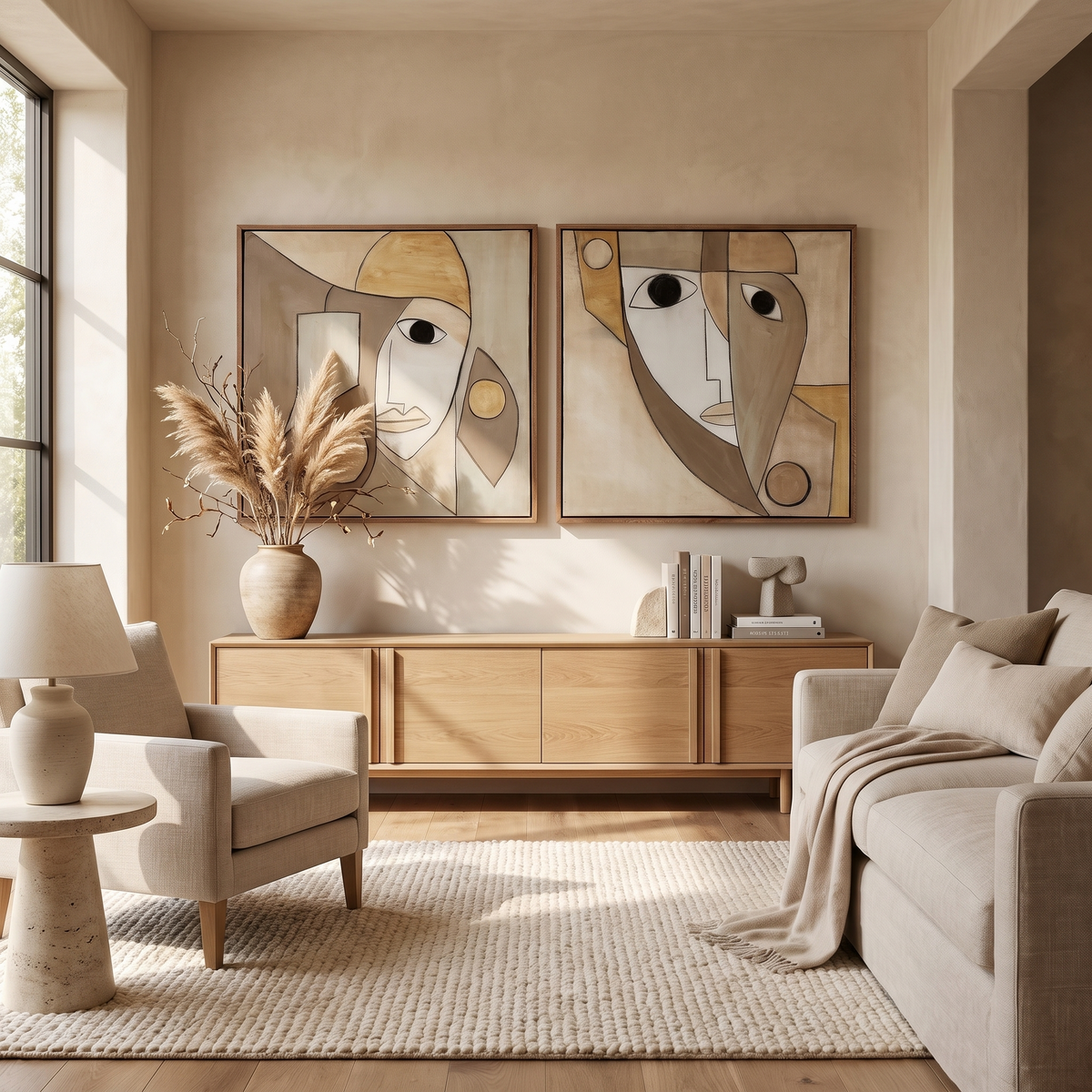 Hand Painted Framed Wall Art styled in a room
