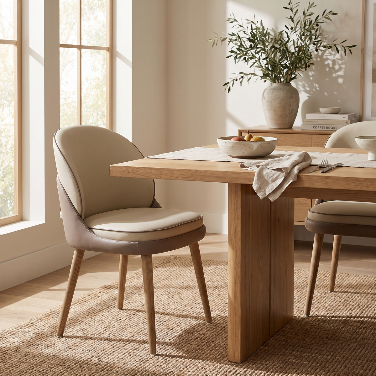 Mid Century Modern Dining Chairs styled in a room