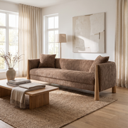 Brown Fabric Sofa styled in a room