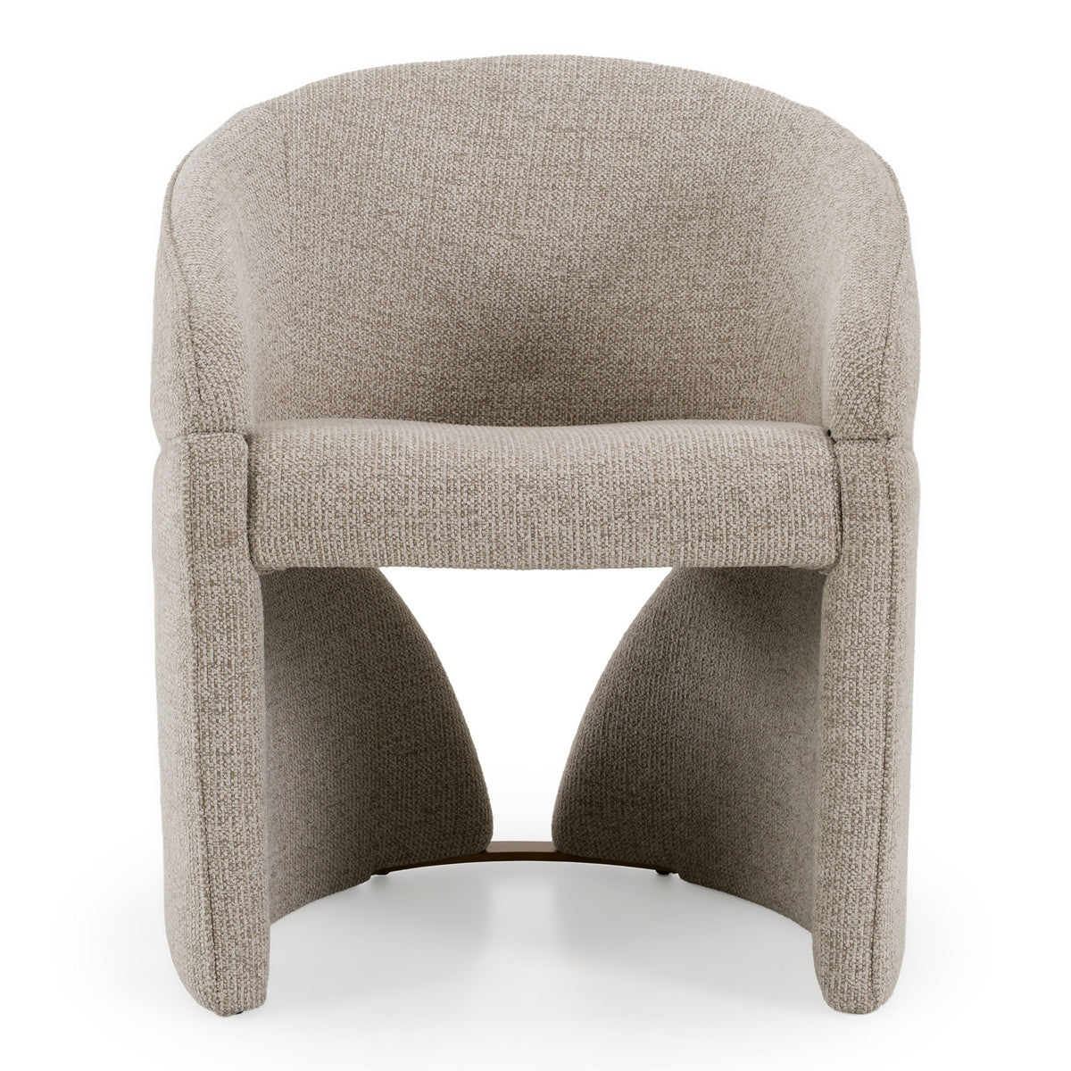Beige Fabric Dining Armchair, Modern Upholstered Chair with Brushed Steel