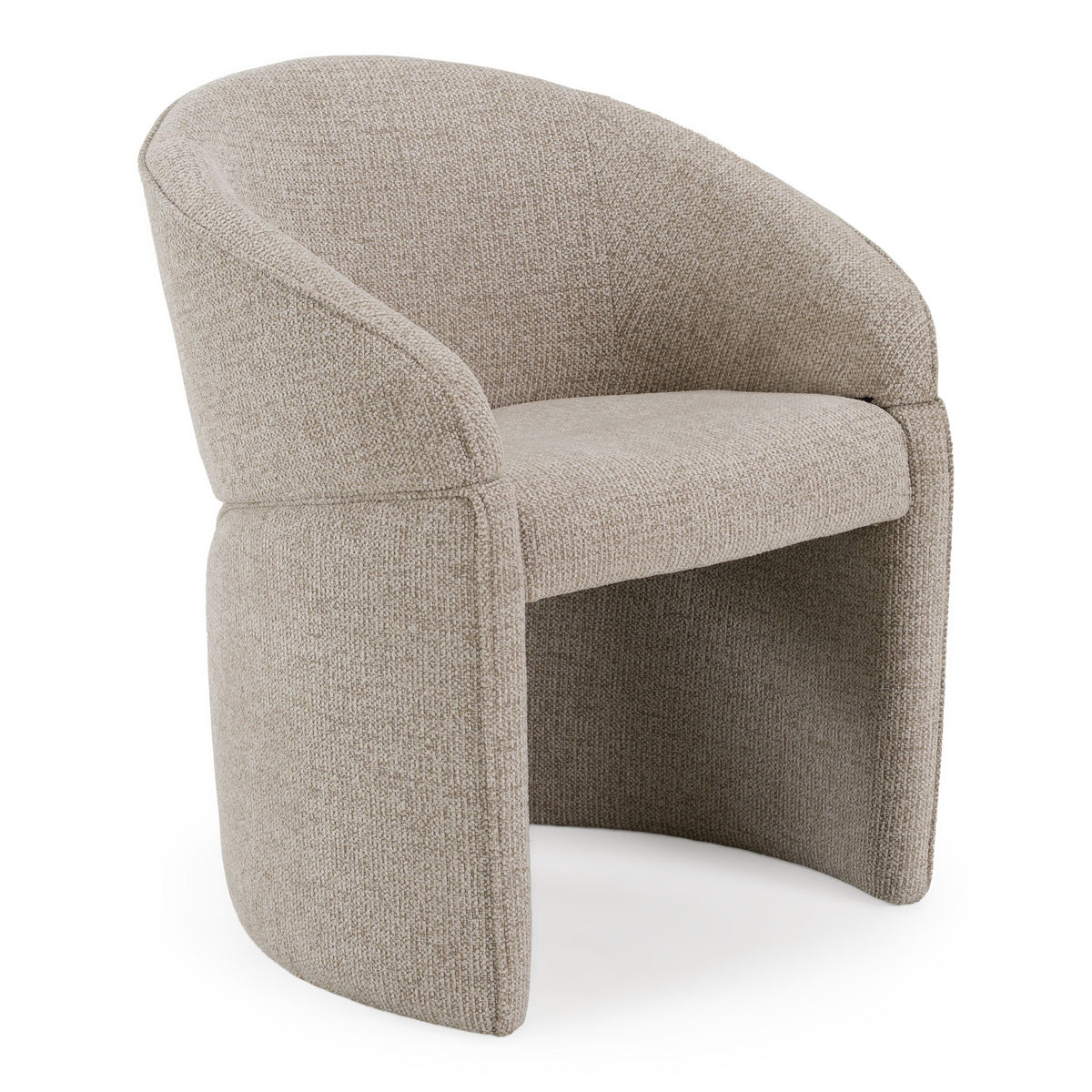 Beige Fabric Dining Armchair, Modern Upholstered Chair with Brushed Steel