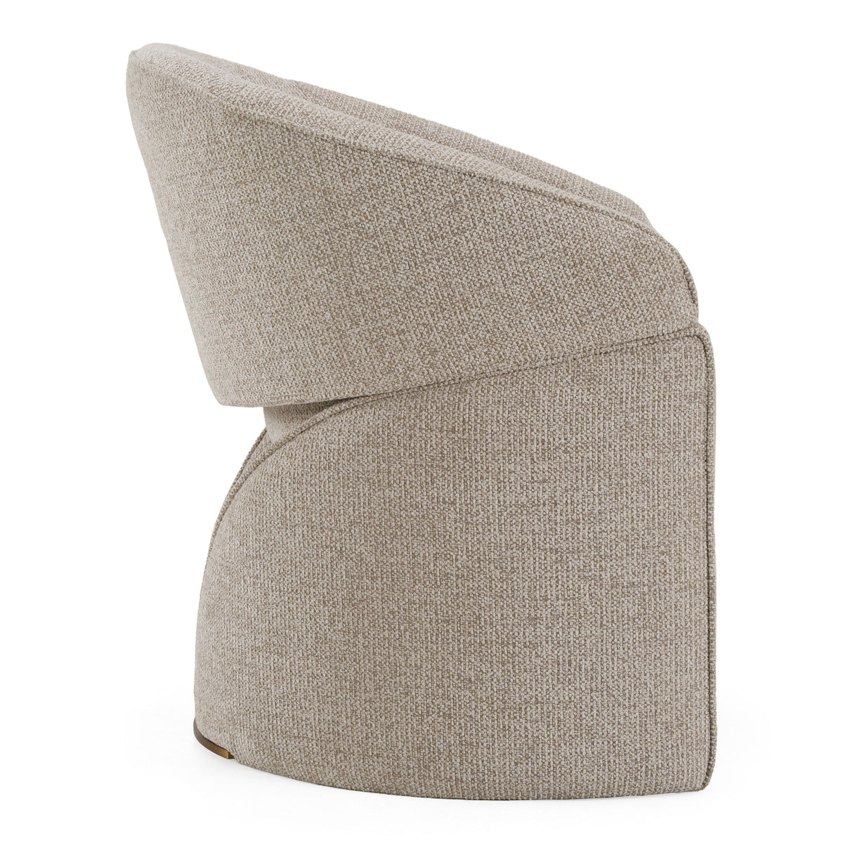 Beige Fabric Dining Armchair, Modern Upholstered Chair with Brushed Steel