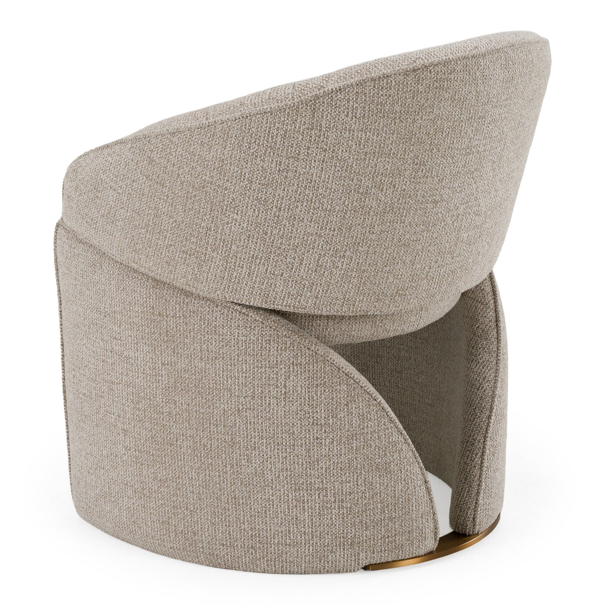 Beige Fabric Dining Armchair, Modern Upholstered Chair with Brushed Steel
