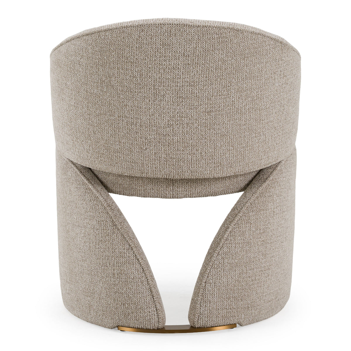 Beige Fabric Dining Armchair, Modern Upholstered Chair with Brushed Steel