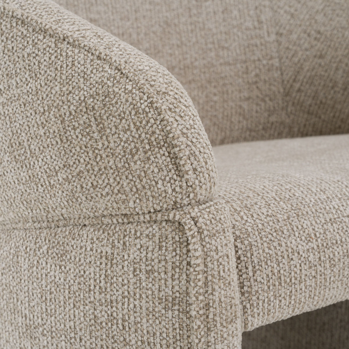 Beige Fabric Dining Armchair, Modern Upholstered Chair with Brushed Steel