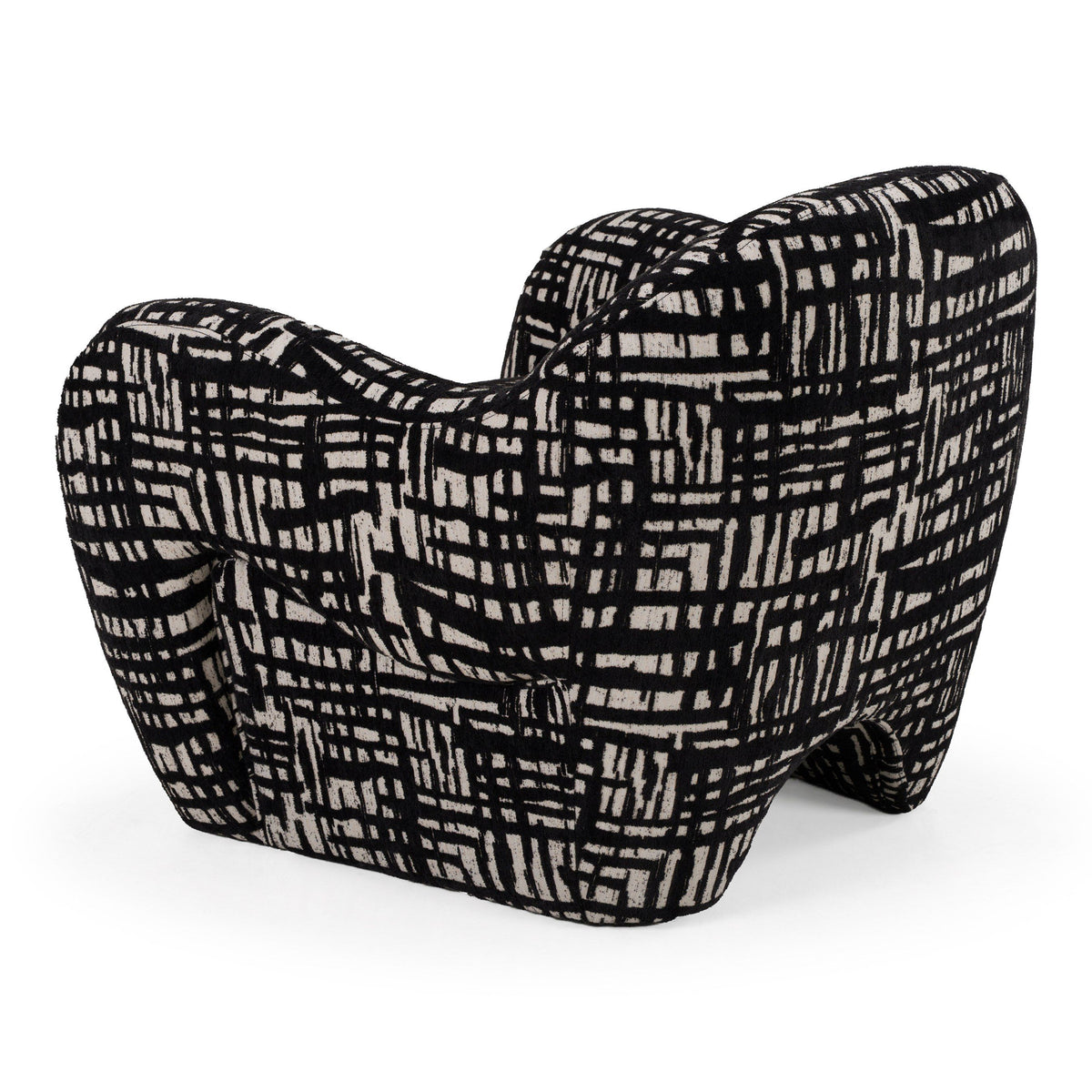 Patterned Fabric Accent Chair, Black and Beige Modern Club Chair