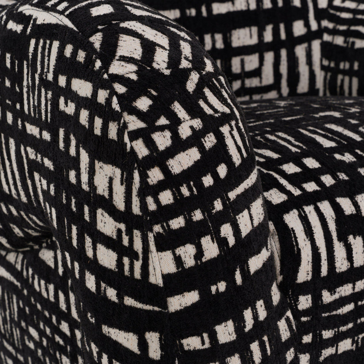 Patterned Fabric Accent Chair, Black and Beige Modern Club Chair