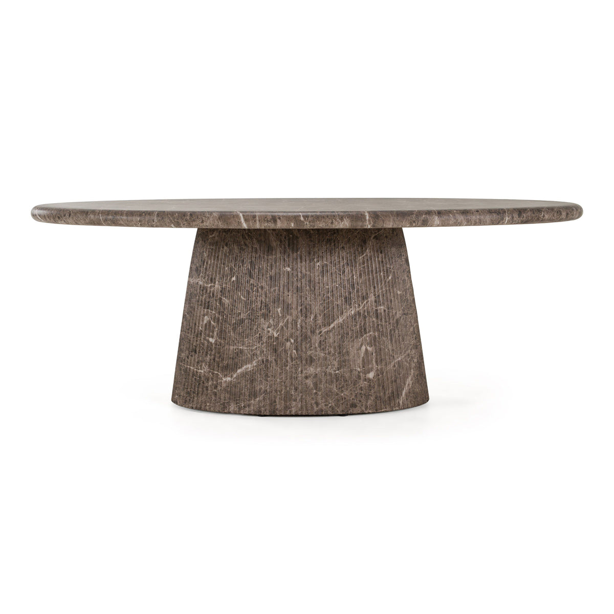 Oval Faux Marble Dining Table, Modern Concrete Pedestal Table