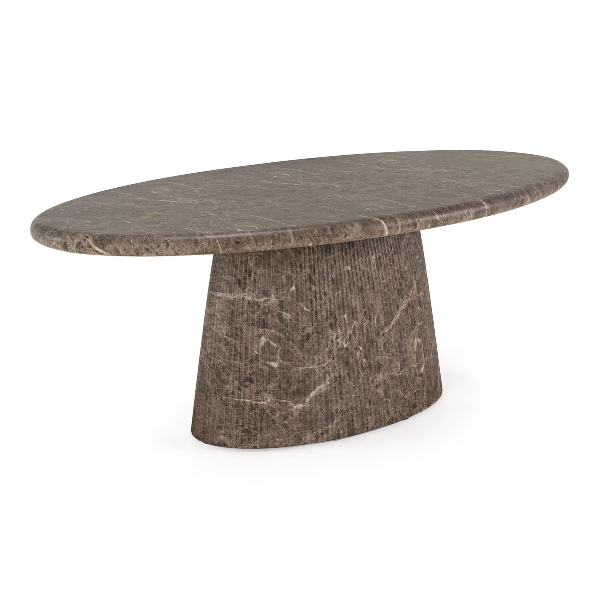 Oval Faux Marble Dining Table, Modern Concrete Pedestal Table