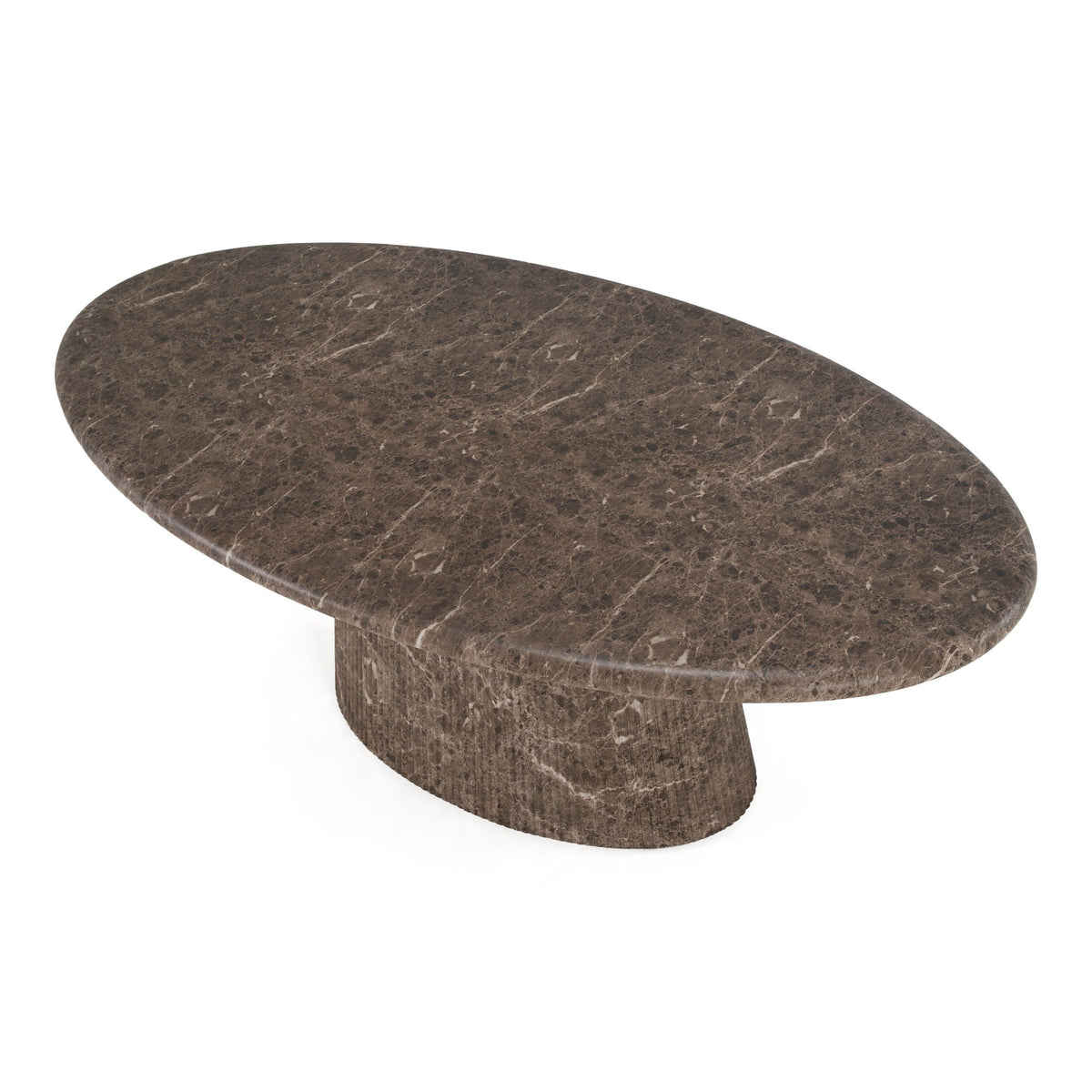 Oval Faux Marble Dining Table, Modern Concrete Pedestal Table