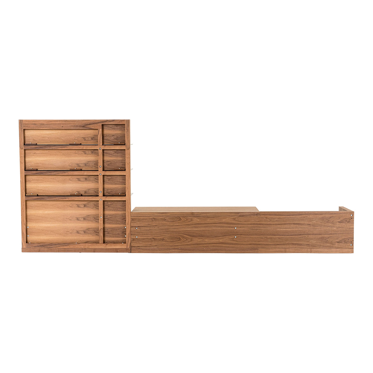 Walnut Entertainment Center, Mid Century Modern TV Wall Unit with Shelves