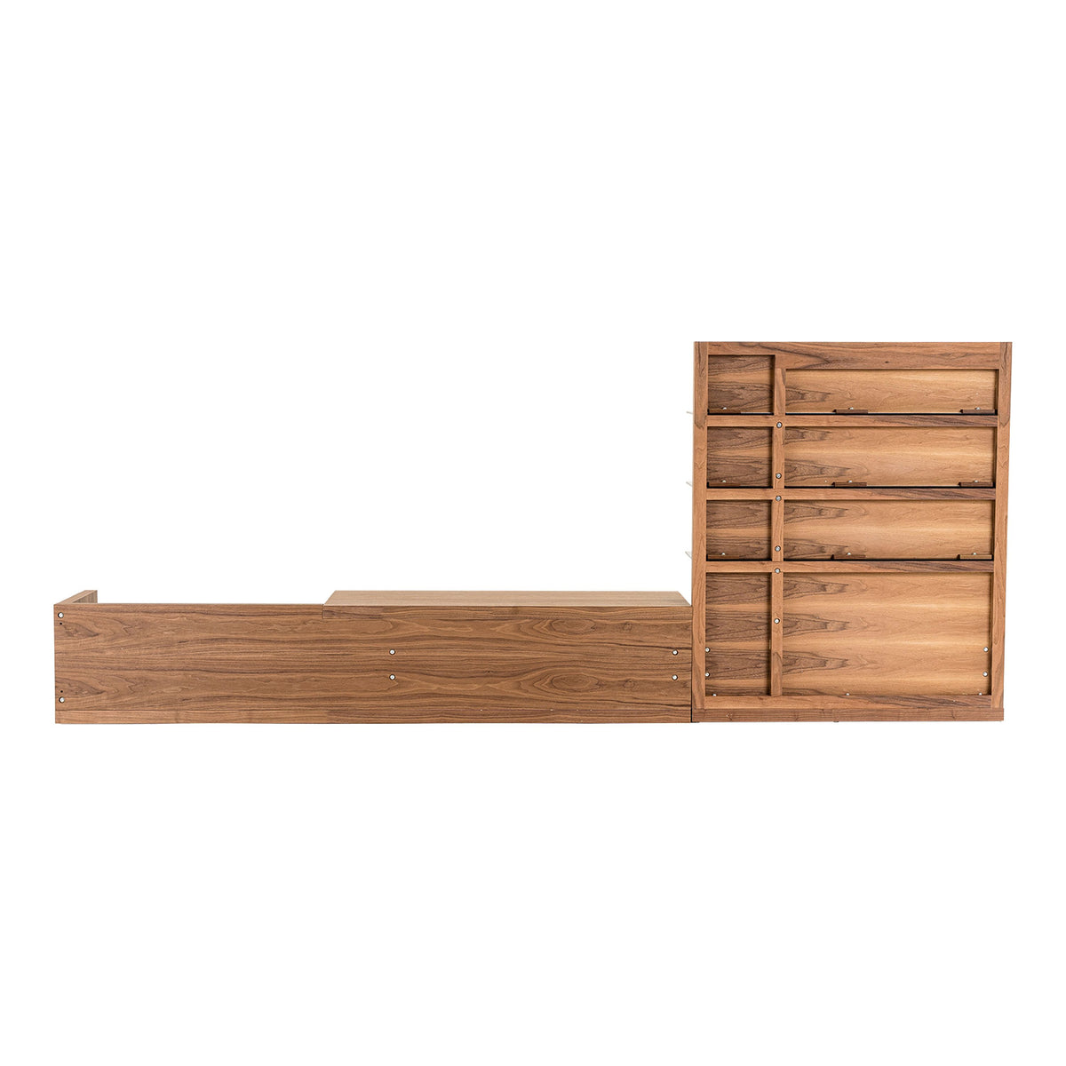 Walnut Entertainment Center, Mid Century Modern TV Wall Unit with Shelves