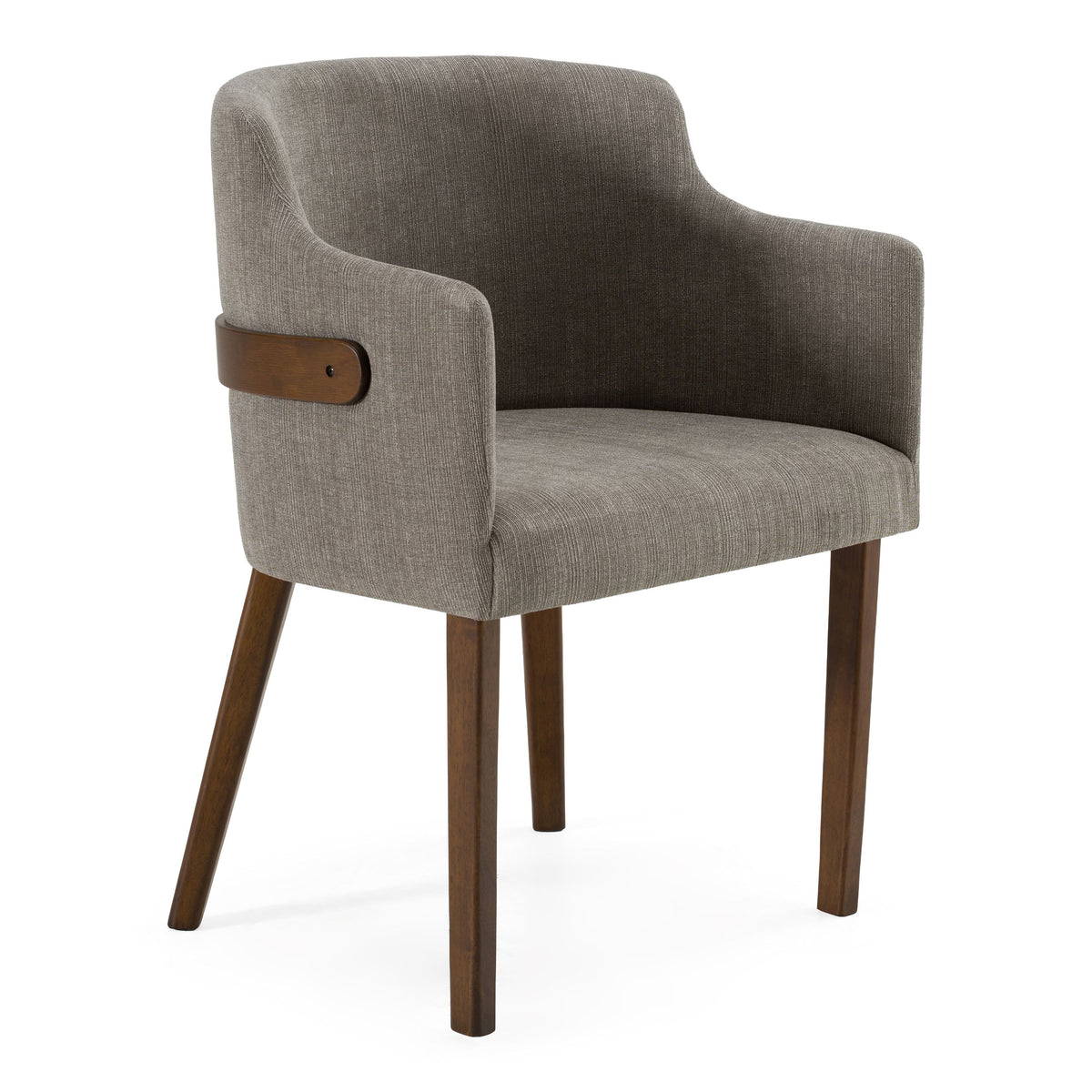 Walnut Dining Set with Bench, Modern Grey Upholstered Chairs and Table