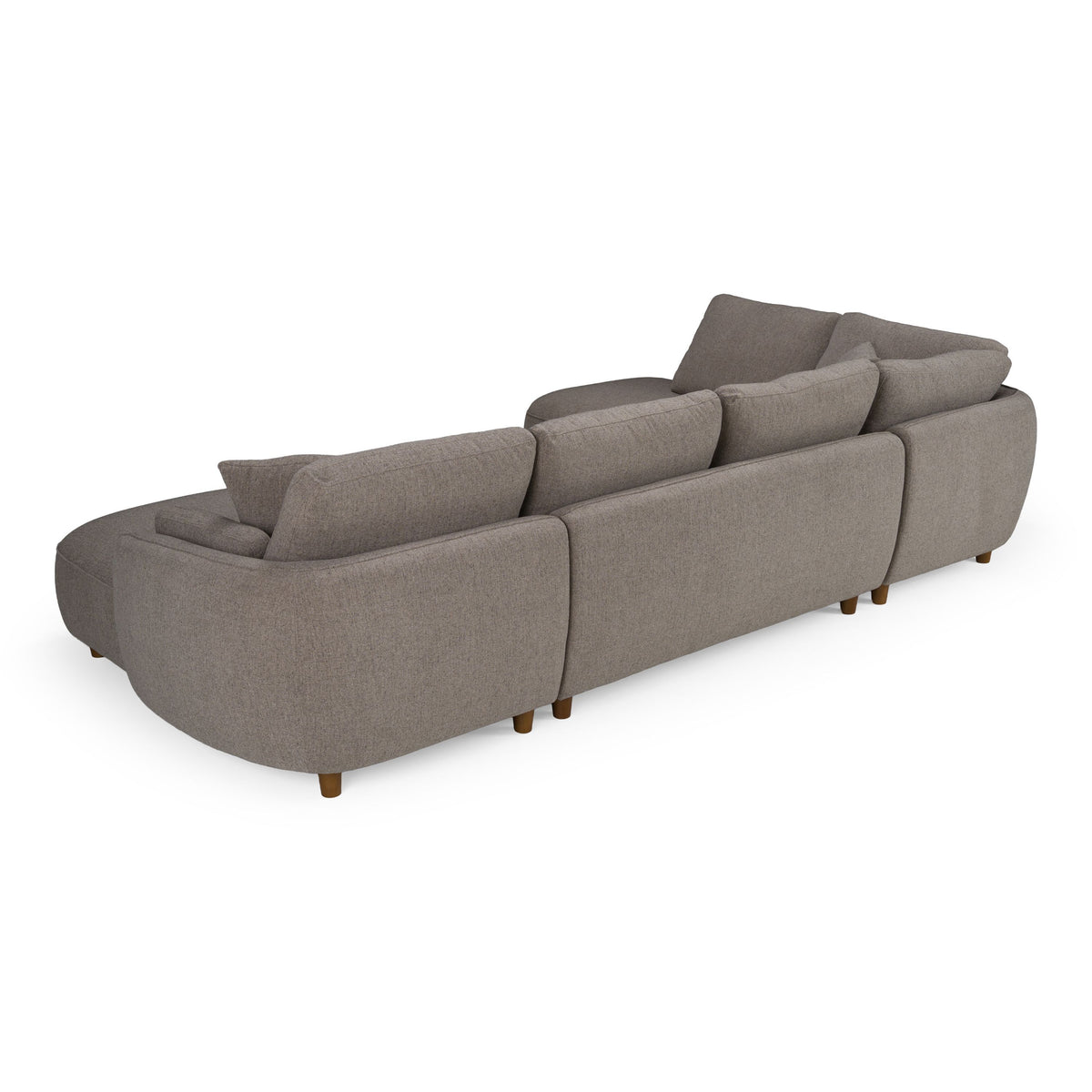 Grey U Shaped Sectional Sofa, Modern Double Chaise Couch with Walnut Legs