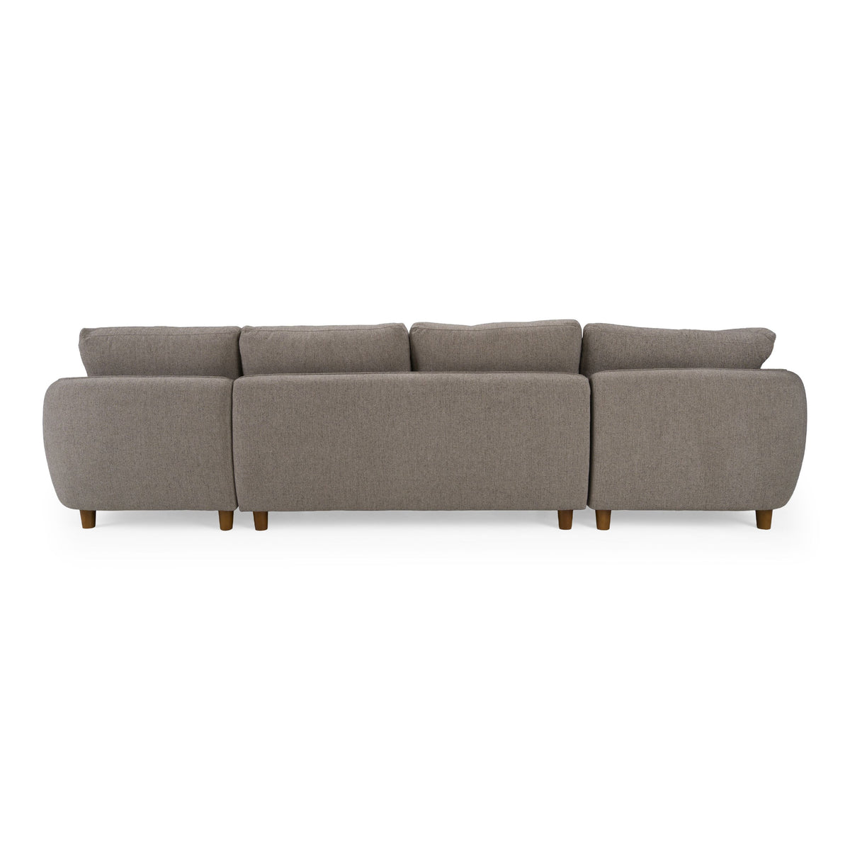 Grey U Shaped Sectional Sofa, Modern Double Chaise Couch with Walnut Legs
