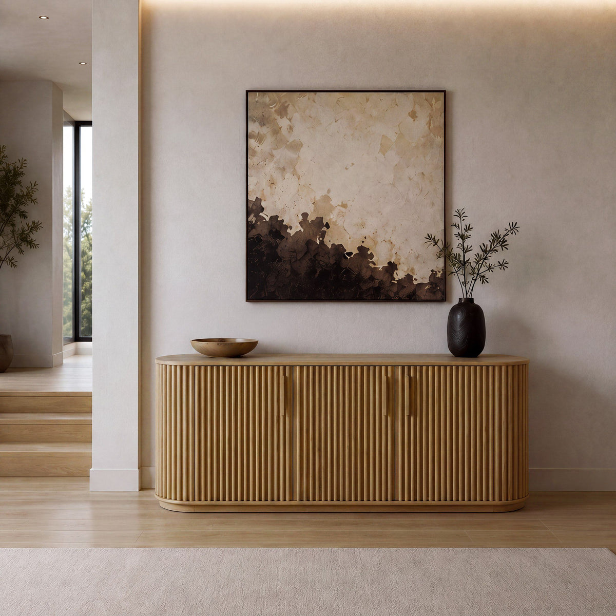 Natural Oak Buffet Sideboard, Modern Dining Room Storage Cabinet
