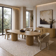 Oval Oak Dining Table, Modern Double Pedestal Kitchen Table
