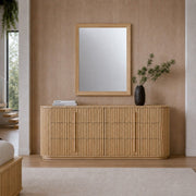 Natural Oak Six Drawer Dresser, Modern Wood Bedroom Dresser