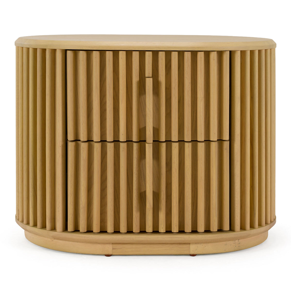 Natural Oak Two Drawer Nightstand, Modern Wood Bedside Table