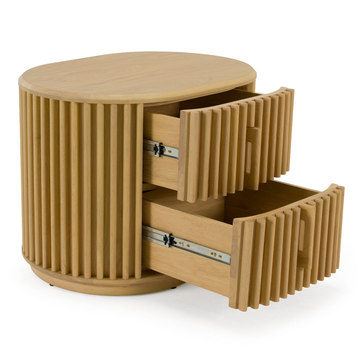 Natural Oak Two Drawer Nightstand, Modern Wood Bedside Table