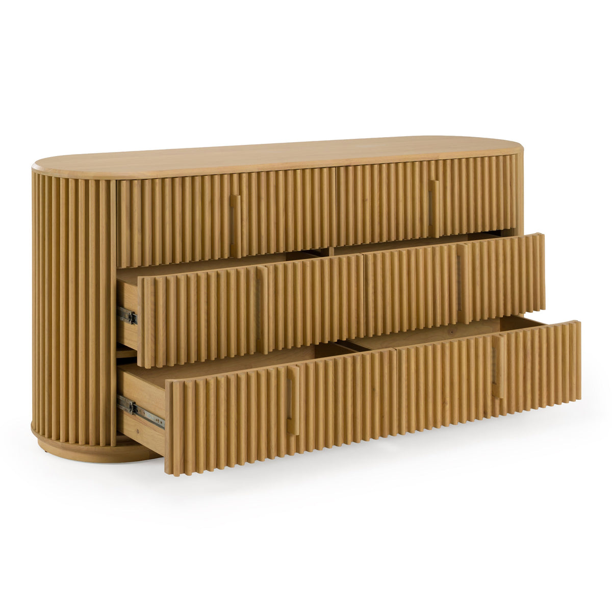 Natural Oak Six Drawer Dresser, Modern Wood Bedroom Dresser