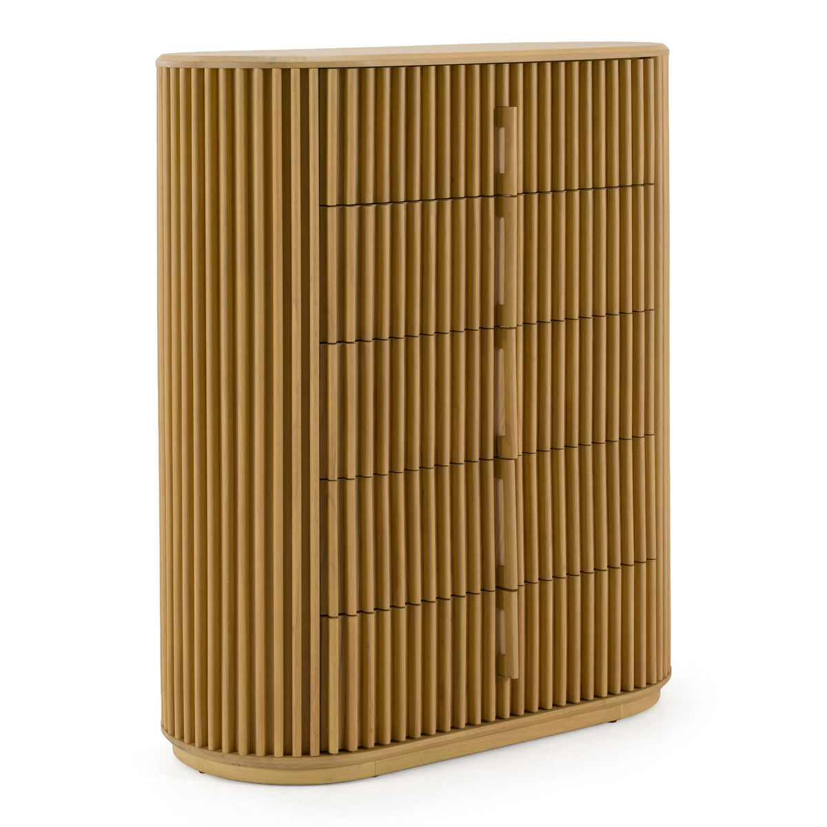 Natural Oak Chest of Drawers, Modern Tall Dresser with Wood Pulls