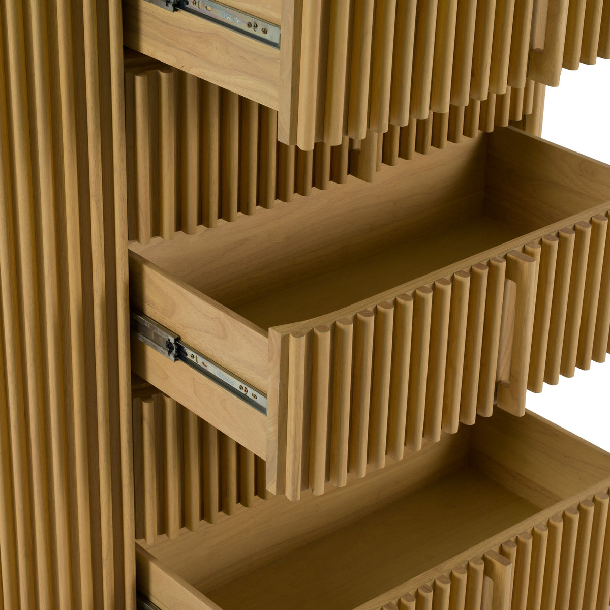 Natural Oak Chest of Drawers, Modern Tall Dresser with Wood Pulls