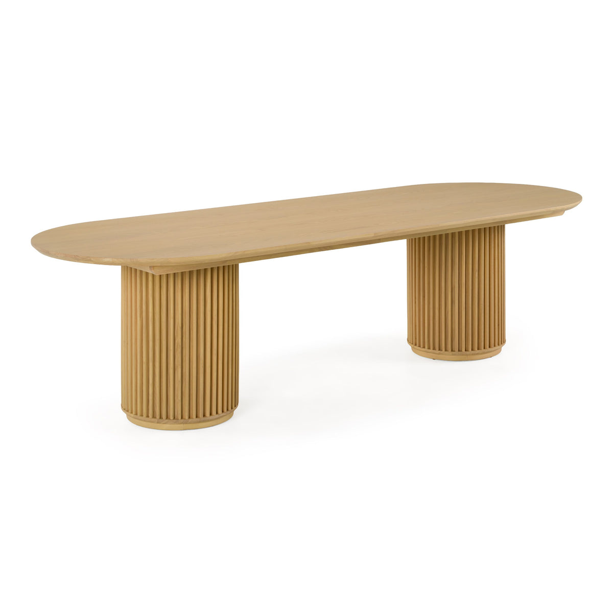 Oval Oak Dining Table, Modern Double Pedestal Kitchen Table
