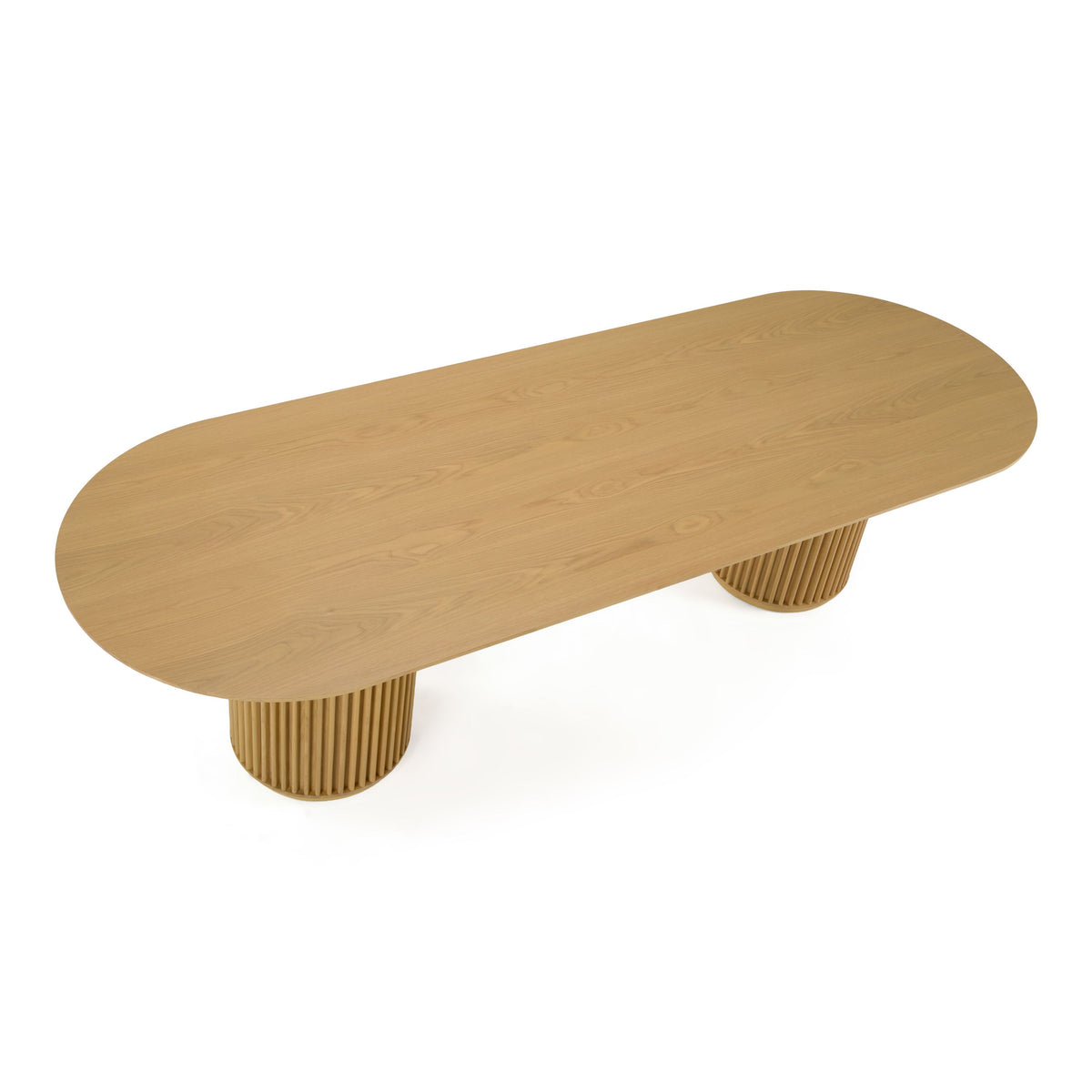 Oval Oak Dining Table, Modern Double Pedestal Kitchen Table