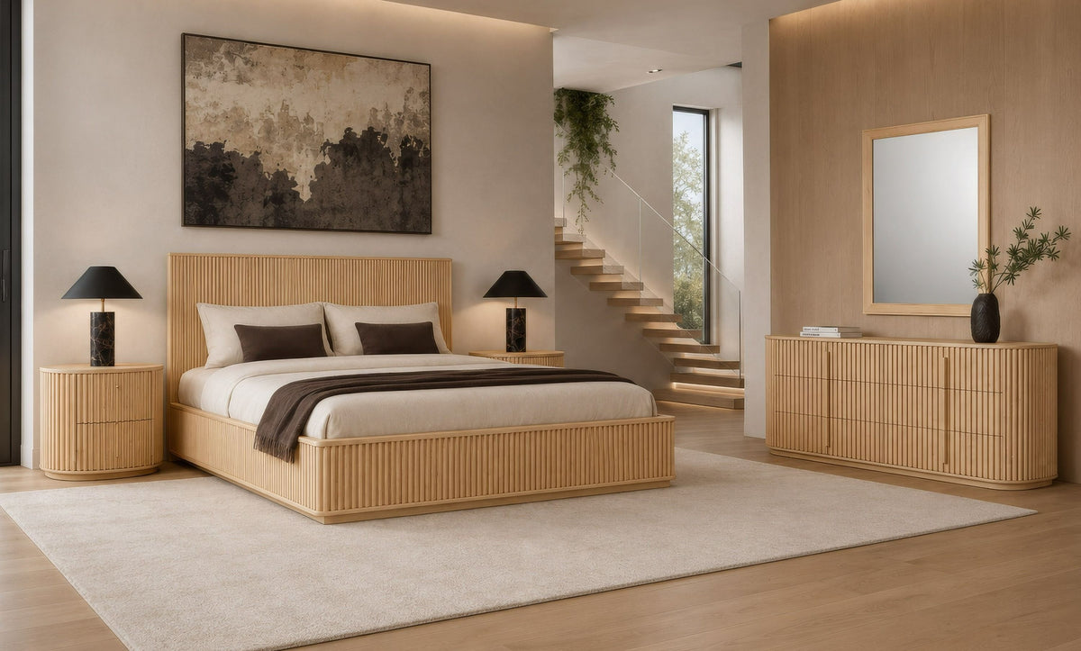 Natural Oak Dresser Mirror, Modern Rectangular Wall Mirror