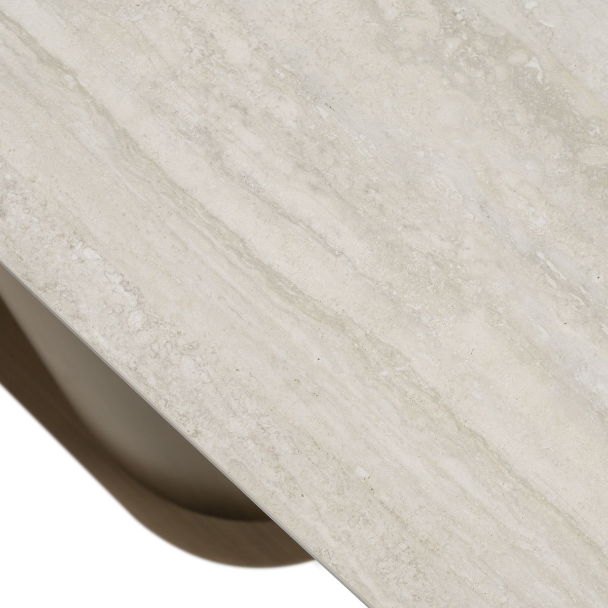Travertine Look Console Table, Modern Bronze Pedestal Entryway Table