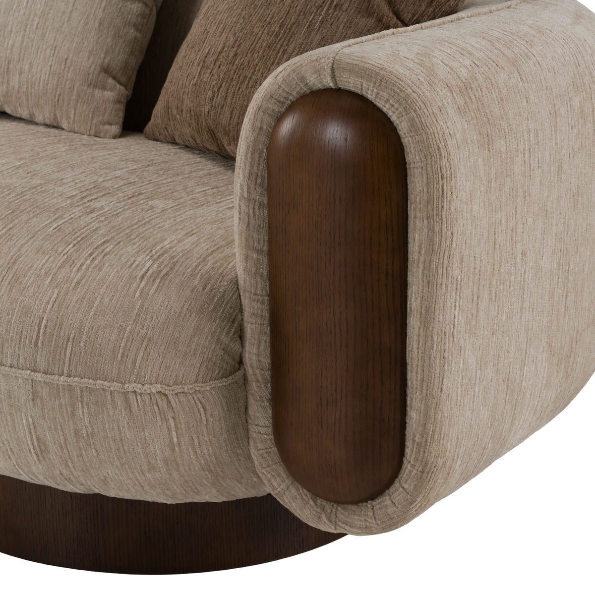 Two Tone Upholstered Sofa, Beige and Brown Fabric Modern Couch