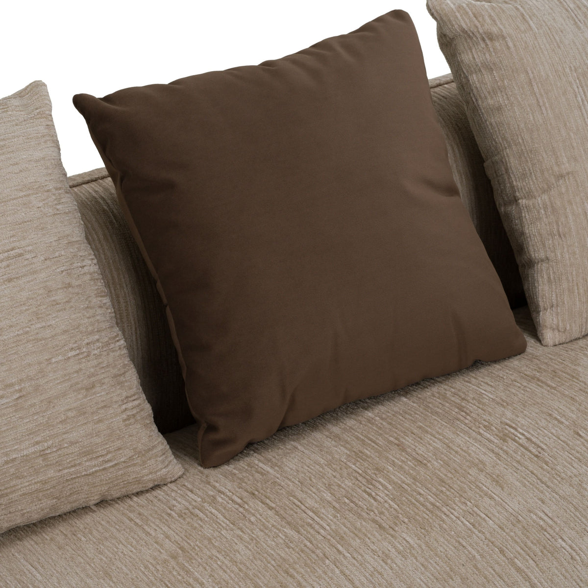 Two Tone Upholstered Sofa, Beige and Brown Fabric Modern Couch