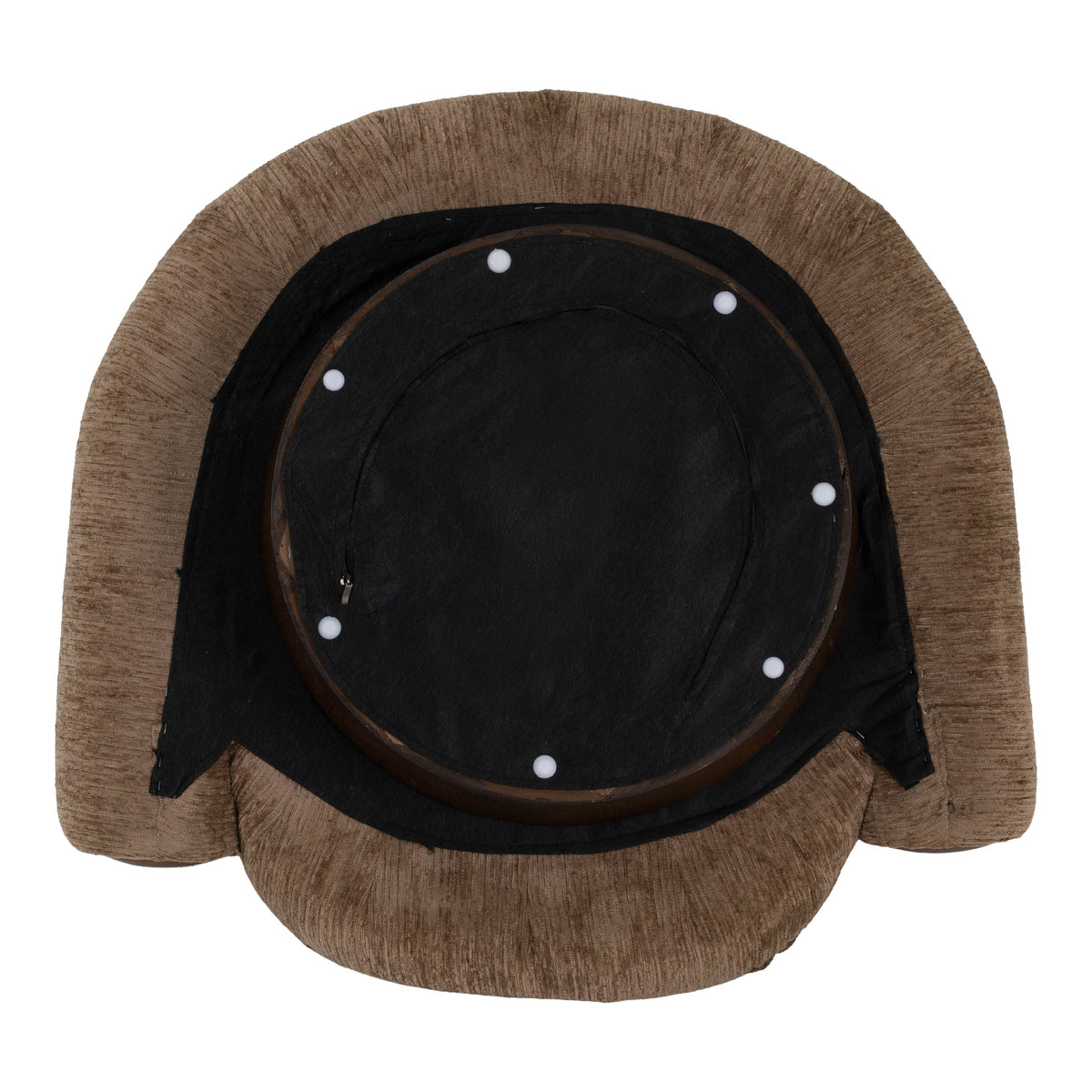 Swivel Accent Chair, Brown and Beige Fabric Round Arm Lounge Chair